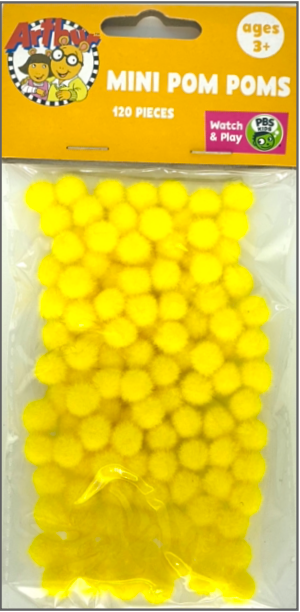 120 Mini Pom Poms 1Cm-Yellow